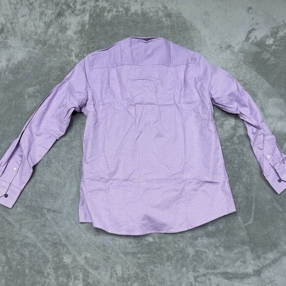 Duchamp Mens Slim Fit Dress Shirt 16.5/L Purple Check Long Sleeve a0430 - Picture 7 of 8